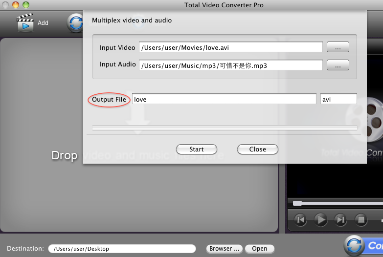 mutiplex video and aduio into one file on Mac